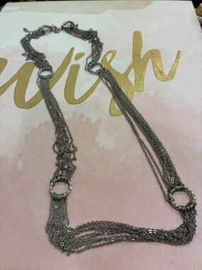 Silver Multi-Strand Ring Link Necklace - Women Jewelry